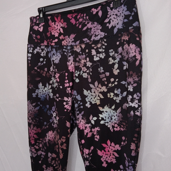 ZELOS Yoga Floral Print Ankle Leggings Size L Beautiful - Picture 3 of 11